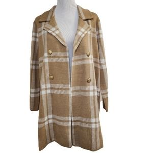 🆕️⬇️Anne Klein Plaid Notch Collar Open Front Sweater Cardigan